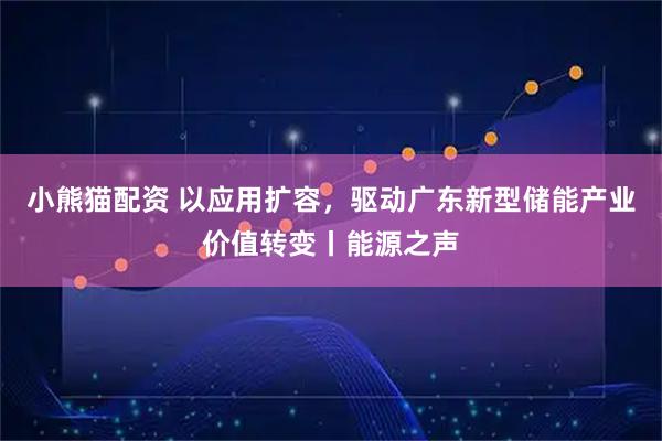 小熊猫配资 以应用扩容，驱动广东新型储能产业价值转变丨能源之声