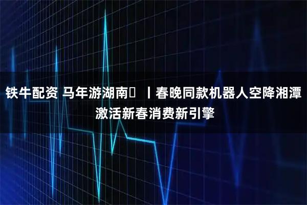 铁牛配资 马年游湖南㉑丨春晚同款机器人空降湘潭 激活新春消费新引擎