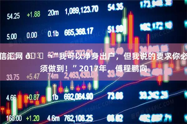 信汇网 🌬“我可以净身出户，但我说的要求你必须做到！”2017年，傅程鹏向